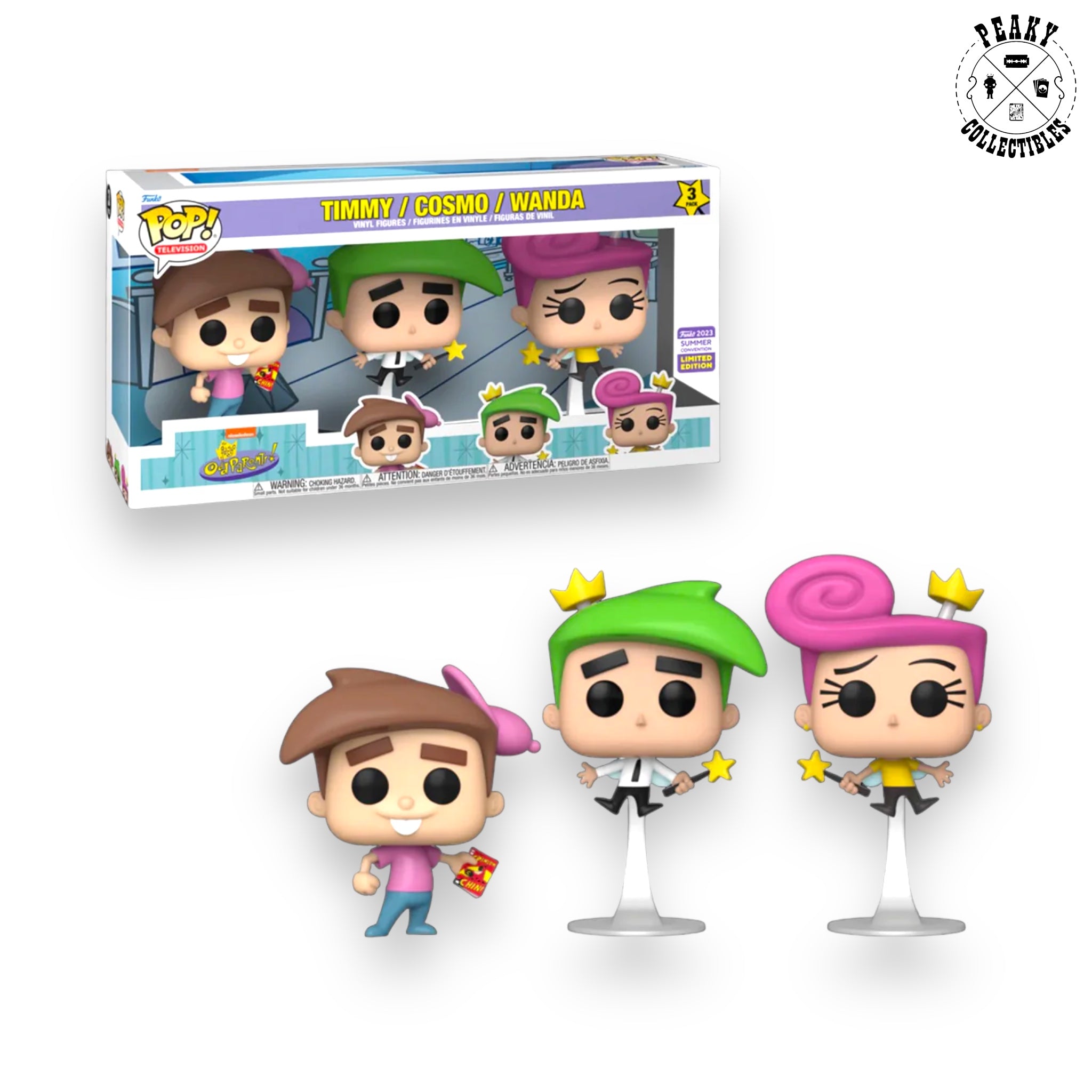 Fairly Odd Parents - Timmy/Cosmo/Wanda 3 PACK - 2023 Summer Convention Exclusive - Funko Pop - 3 Pack