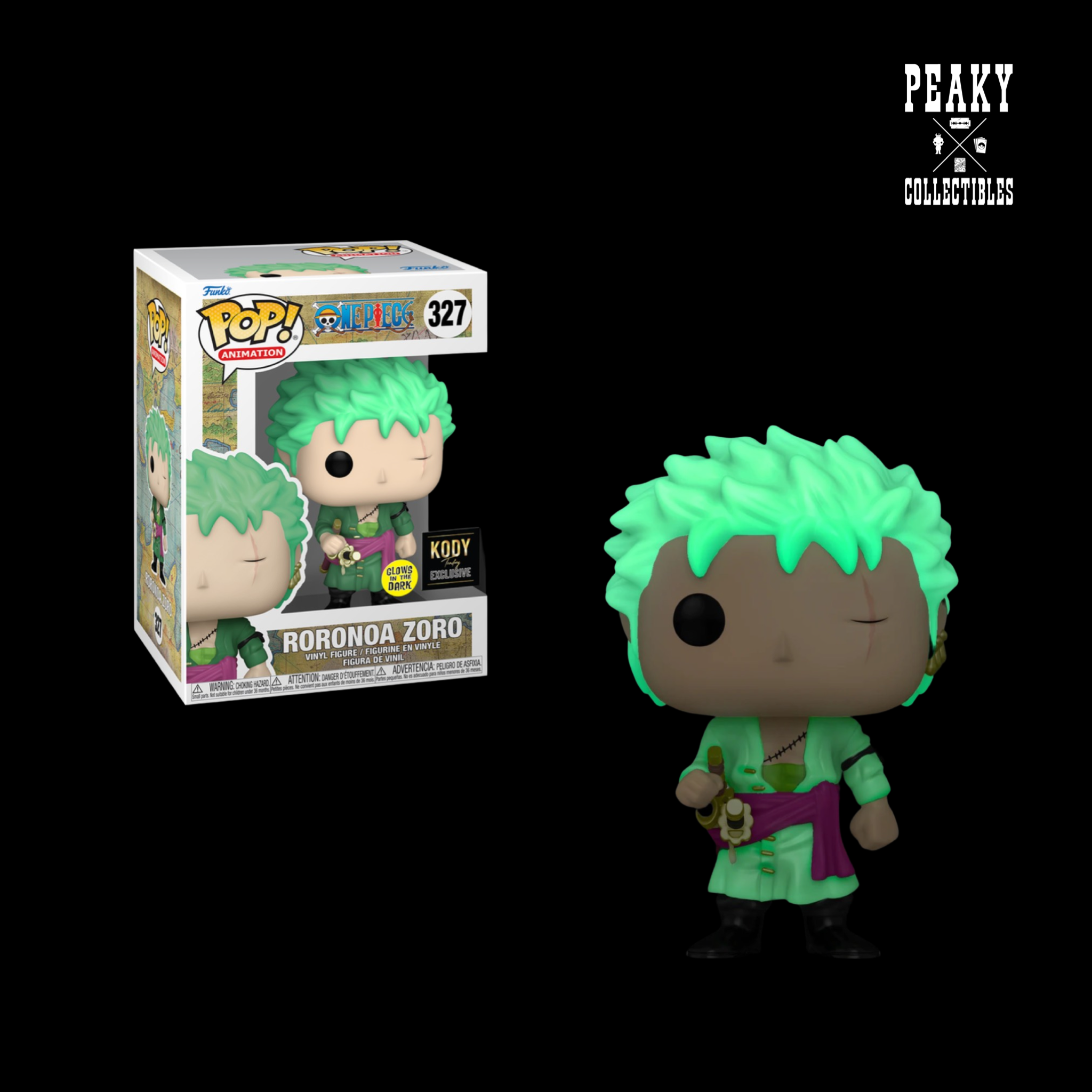 Roronoa Zoro (Glow) #327 Funko Pop! - One Piece - Kody Trading Exclusive