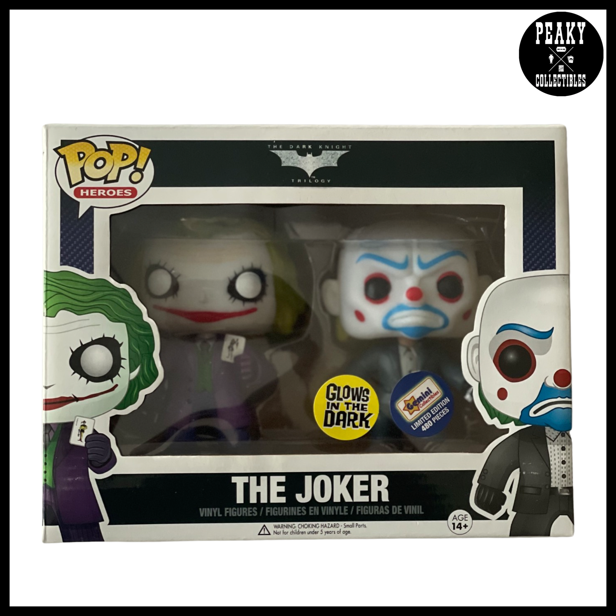 The Joker & Bank Robber Joker 2 Pack Glow In The Dark Funko Pop! - The Dark Knight Trilogy - Gemini Exclusive LE480